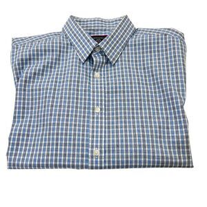 UNTUCKit Dante Blue, Gray, White Check Plaid Button Down Shirt Regular Large